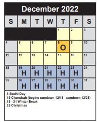 District School Academic Calendar for Devonshire Preschool for December 2022