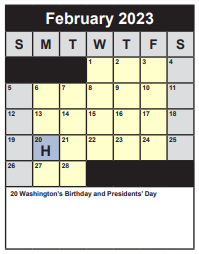 District School Academic Calendar for Cedar Lane Center for February 2023