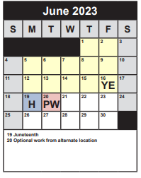 District School Academic Calendar for White Oaks ELEM. for June 2023