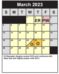 District School Academic Calendar for Interagency Alt ELEM. CTR. for March 2023