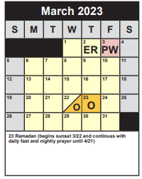 District School Academic Calendar for Mount Vernon Woods ELEM. for March 2023