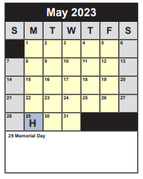 District School Academic Calendar for Davis Vocational Center for May 2023