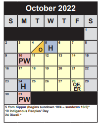 District School Academic Calendar for Sleepy Hollow ELEM. for October 2022