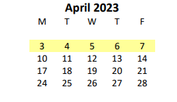 District School Academic Calendar for East Fayette Elementary School for April 2023