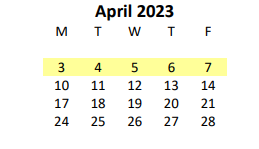 District School Academic Calendar for Crawford Middle School for April 2023