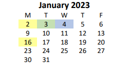 District School Academic Calendar for Yates Elementary School for January 2023