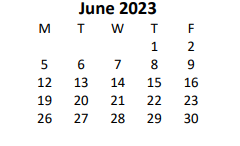 District School Academic Calendar for Eastside Technical Center for June 2023