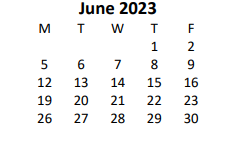 District School Academic Calendar for Fayette Elementary School for June 2023