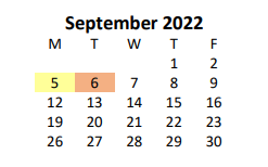 District School Academic Calendar for Southside Technical Center for September 2022