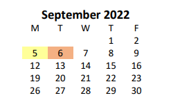 District School Academic Calendar for Lexington Trad Magnet School for September 2022