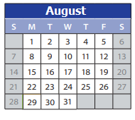 District School Academic Calendar for Employment Transition Program for August 2022