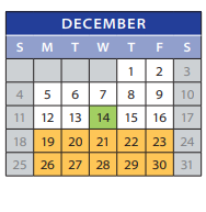 District School Academic Calendar for Panther Lake Elementary School for December 2022