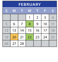 District School Academic Calendar for Employment Transition Program for February 2023