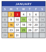District School Academic Calendar for Employment Transition Program for January 2023