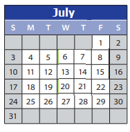 District School Academic Calendar for Lakeland Elementary School for July 2022