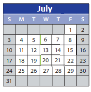 District School Academic Calendar for Sequoyah Middle School for July 2022