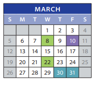 District School Academic Calendar for Employment Transition Program for March 2023