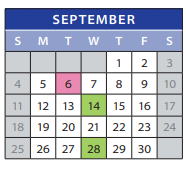 District School Academic Calendar for Employment Transition Program for September 2022