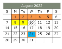 District School Academic Calendar for Hazel Ingram Elementary for August 2022