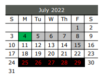 District School Academic Calendar for Ferris Intermediate for July 2022