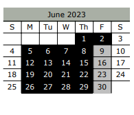 District School Academic Calendar for Ferris J H for June 2023