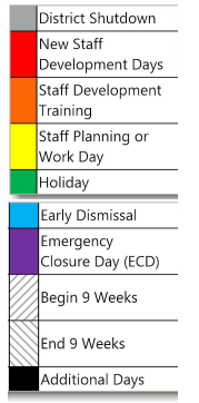 District School Academic Calendar Legend for Hazel Ingram Elementary