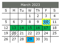 District School Academic Calendar for Ferris J H for March 2023