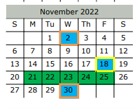 District School Academic Calendar for Ferris Intermediate for November 2022