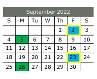 District School Academic Calendar for Hazel Ingram Elementary for September 2022