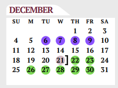 District School Academic Calendar for Floresville Alter Ctr for December 2022