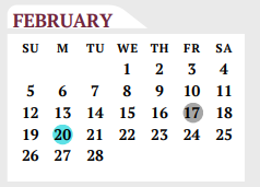 District School Academic Calendar for Early Childhood Ctr for February 2023