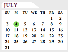 District School Academic Calendar for Floresville Choice Program for July 2022