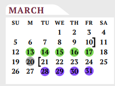 District School Academic Calendar for Wilson Co J J A E P for March 2023
