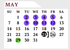 District School Academic Calendar for Wilson Co J J A E P for May 2023