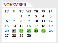 District School Academic Calendar for Floresville Middle for November 2022