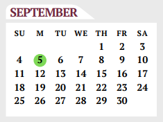 District School Academic Calendar for Wilson Co J J A E P for September 2022