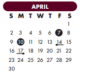 District School Academic Calendar for Early Childhood Center for April 2023