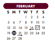 District School Academic Calendar for Flour Bluff Elementary for February 2023