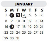 District School Academic Calendar for Early Childhood Center for January 2023