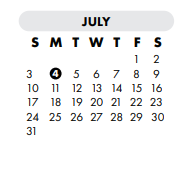 District School Academic Calendar for Flour Bluff J H for July 2022