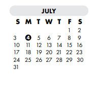 District School Academic Calendar for Nueces Co J J A E P for July 2022