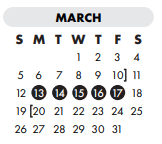 District School Academic Calendar for Nueces Co J J A E P for March 2023