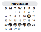 District School Academic Calendar for Flour Bluff Primary for November 2022