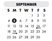 District School Academic Calendar for Early Childhood Center for September 2022