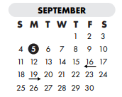 District School Academic Calendar for Nueces Co J J A E P for September 2022