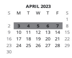 District School Academic Calendar for Opportunities Unlimited Alternative Sch for April 2023