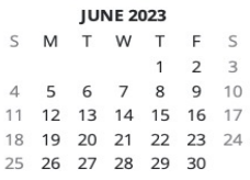 District School Academic Calendar for Glenwood Primary School for June 2023