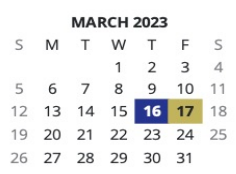 District School Academic Calendar for Allen Central High School for March 2023