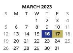 District School Academic Calendar for Charles Clark Elementary School for March 2023