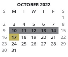 District School Academic Calendar for W D Osborne Elementary School for October 2022